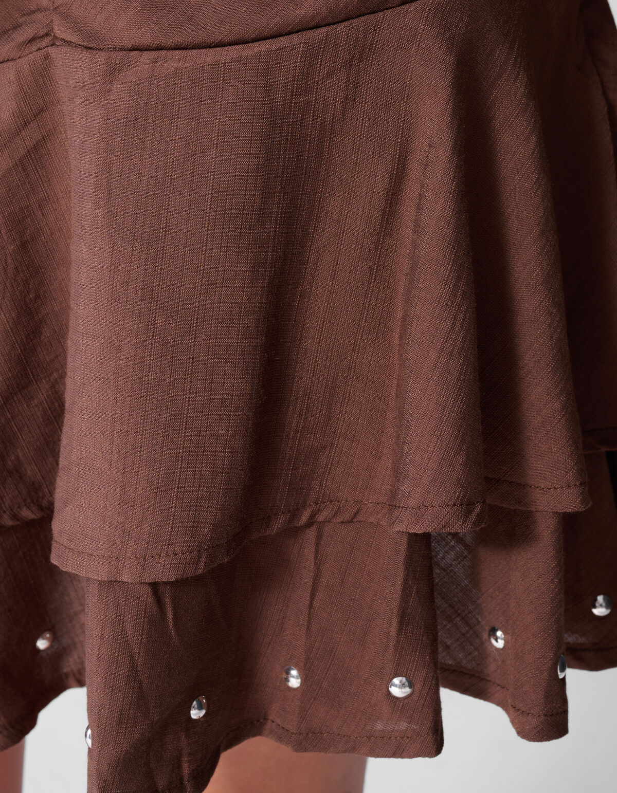 Ruffle Stud Rok Bruin