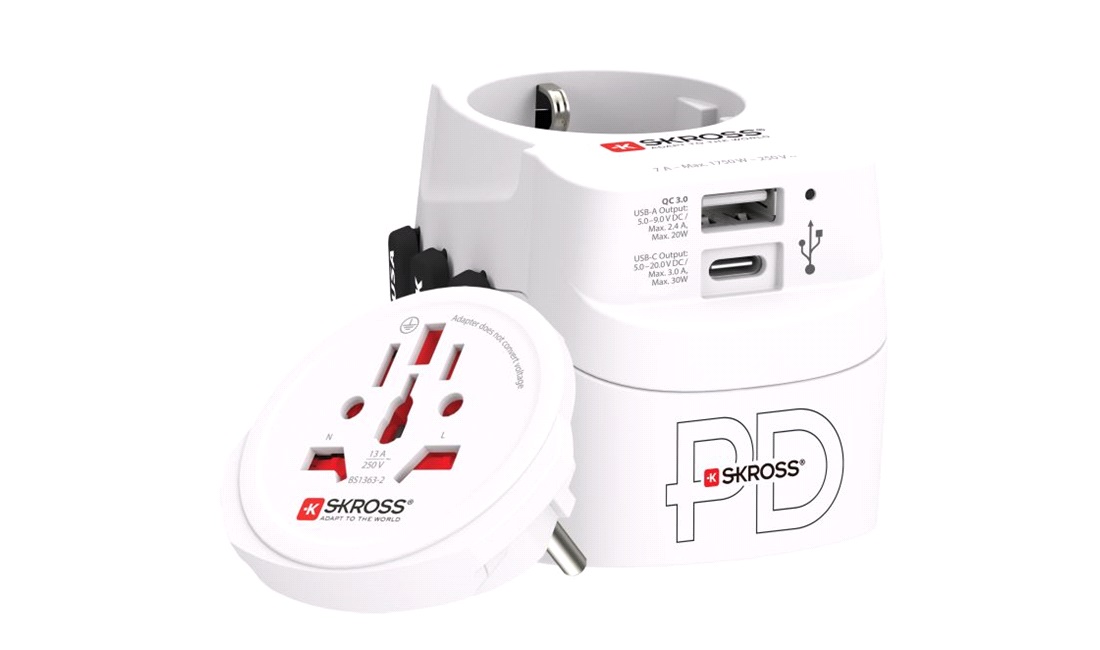 Rejseadapter SKROSS PRO Light USB AC30PD World.