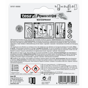 Tesa Powerstrips waterproof haak rvs