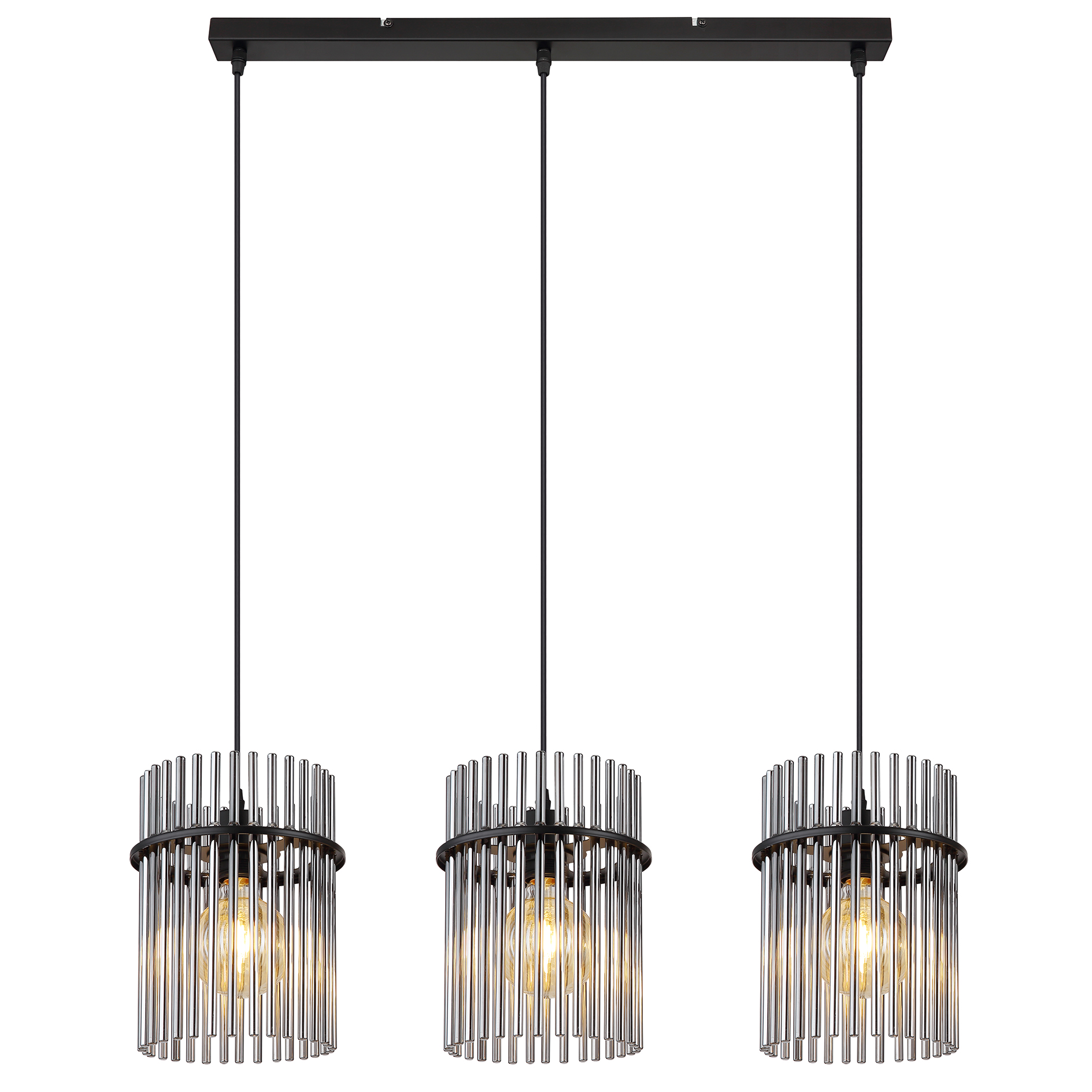 Pendelleuchte - schwarz - rauchfarben - 140 cm