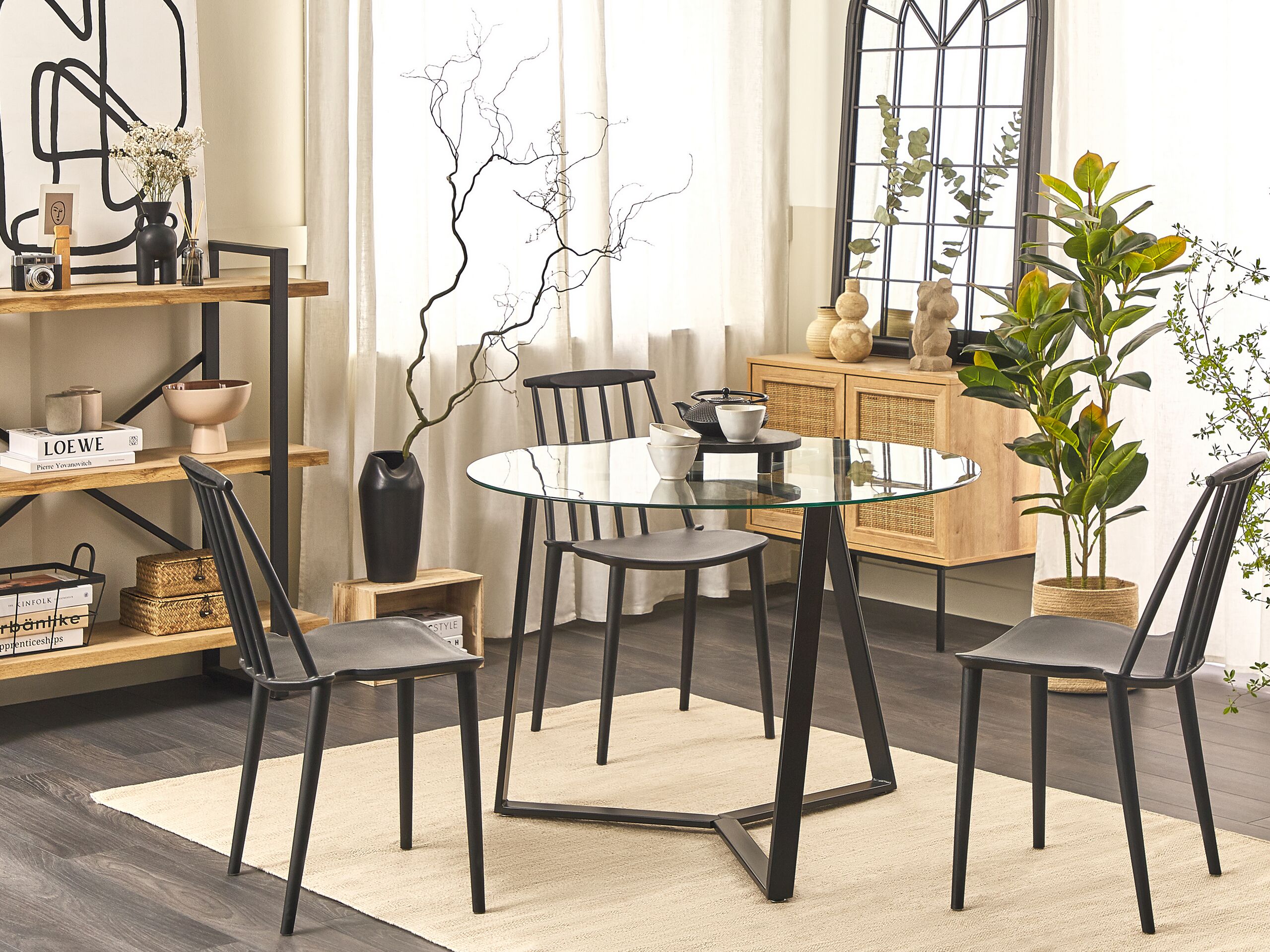 Beliani - KEBRI - Eettafel - Zwart - 100 x 100 cm - Veiligheidsglas