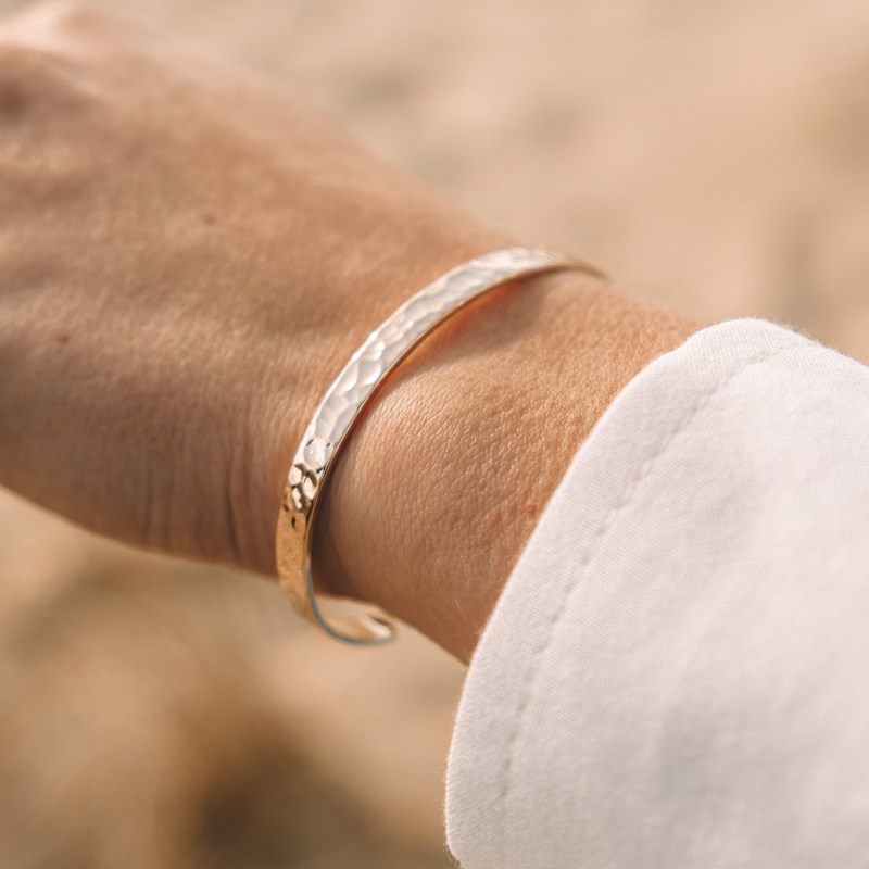 Jonc Bracelet Mode Tendance Plaqué Or Martelé