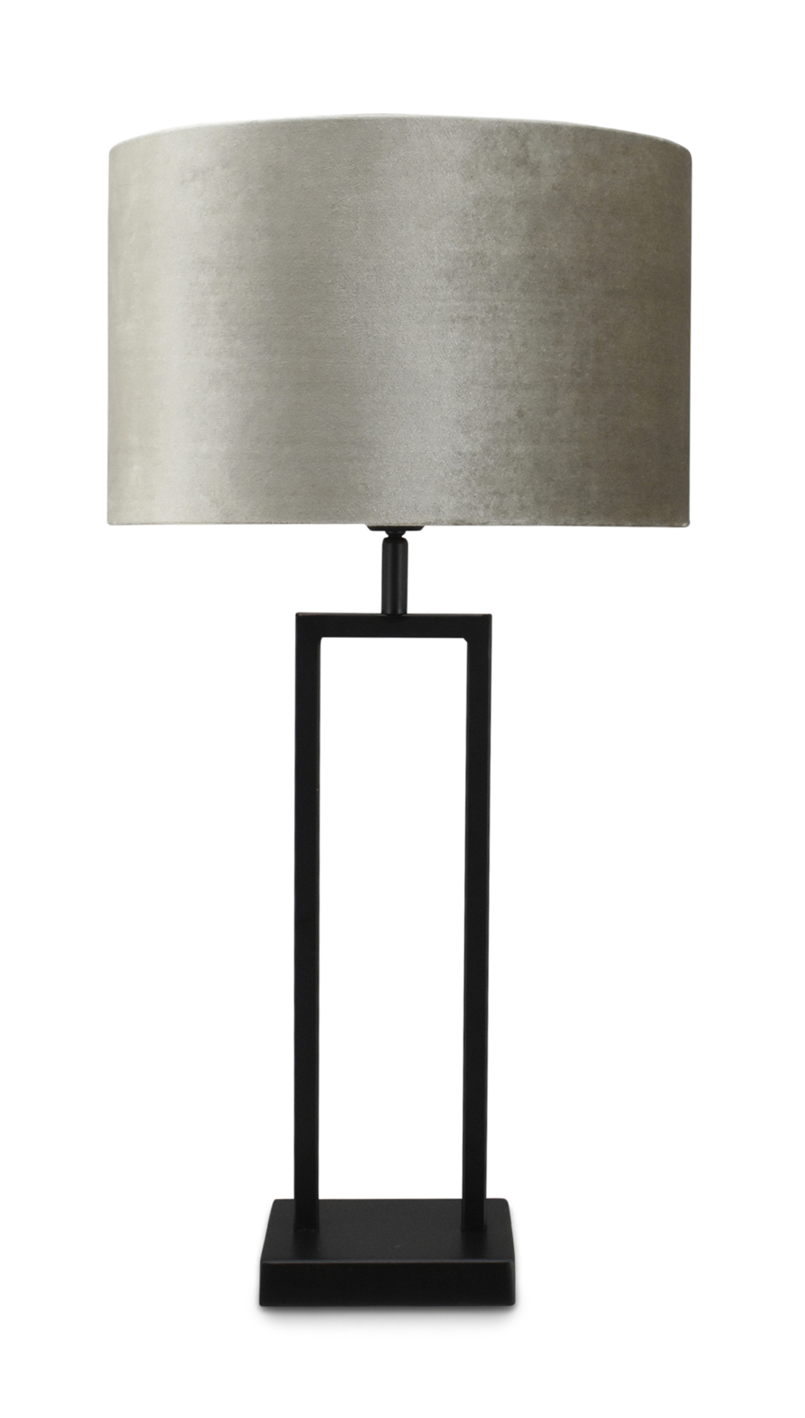 Tafellamp Veneto groot zwart + kap 35/35/22 Fendi velours taupe ( taupe binnenkant )