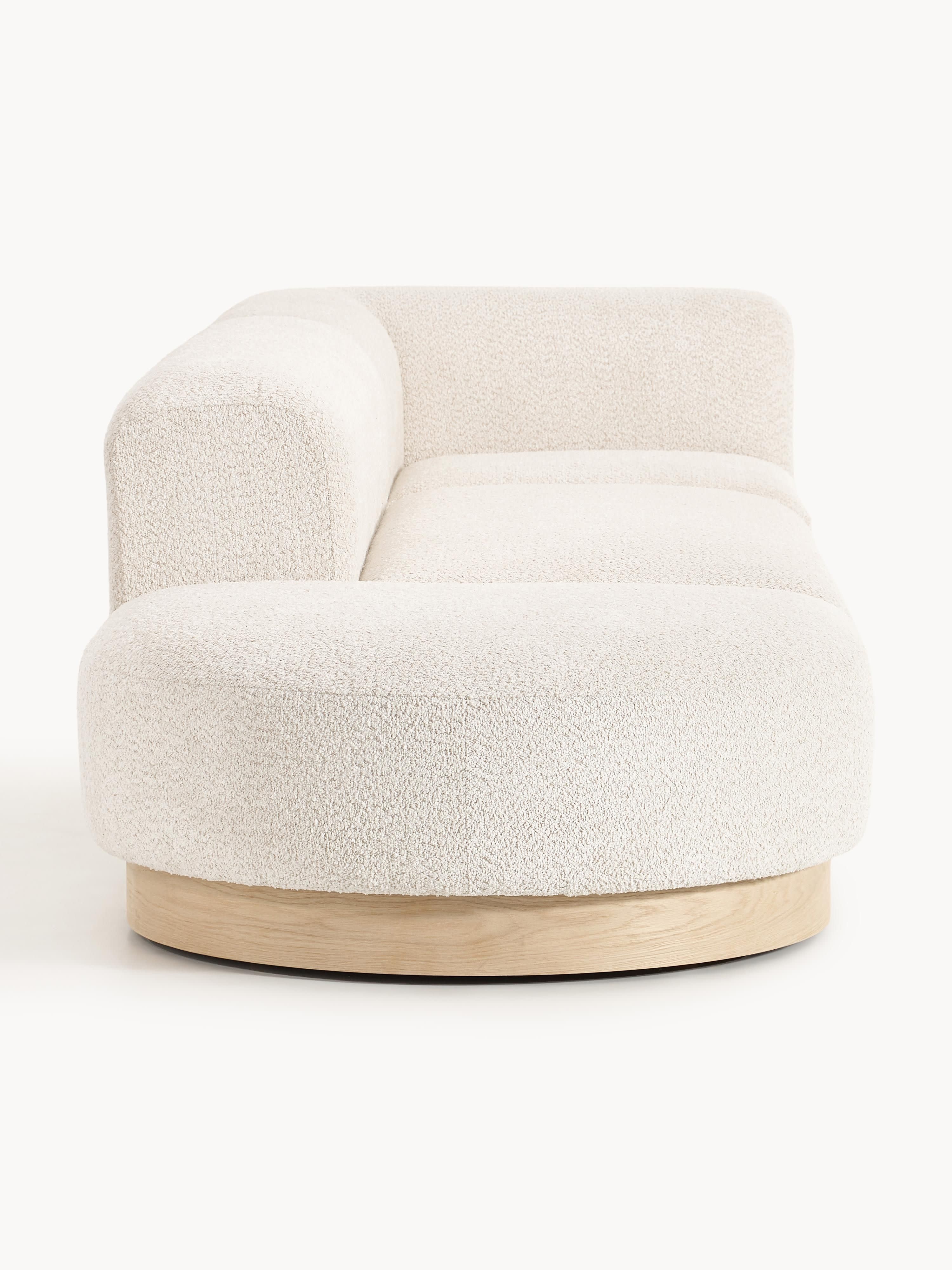 Modulaire chaise longue Natalie van teddy-bouclé met poef (links/rechts)