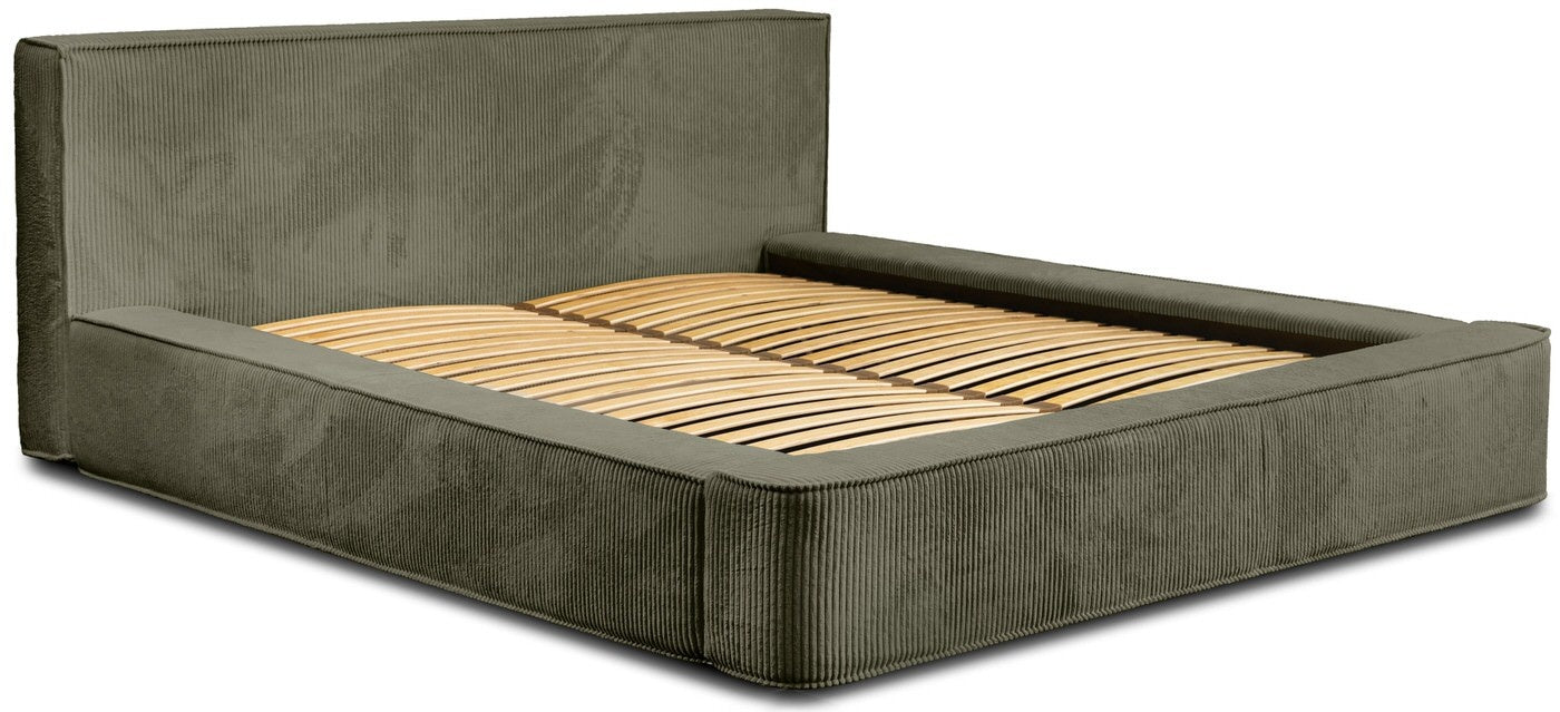 Trae Mobler Harmon 140x200 cm Gestoffeerd Bed Olijfgroen