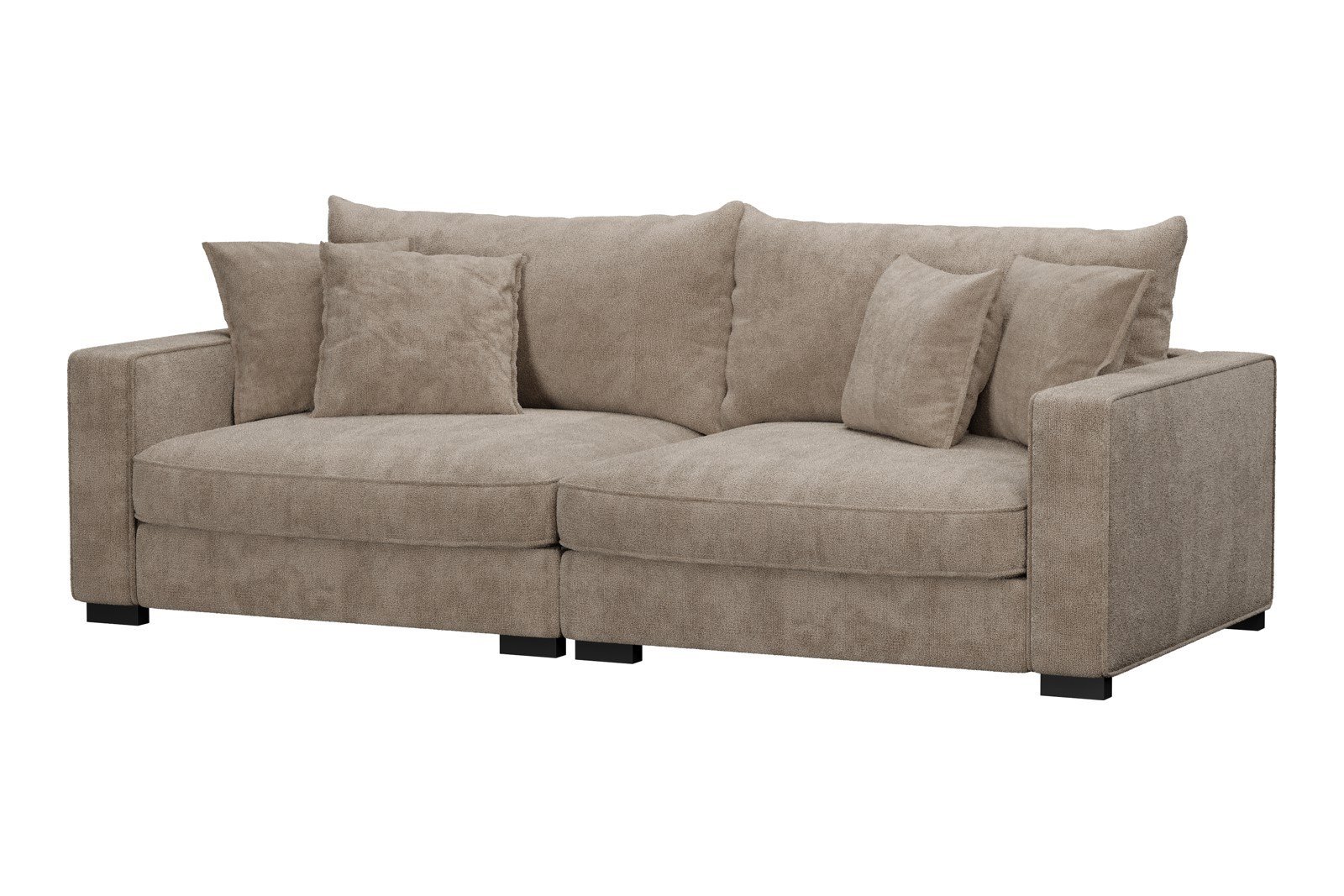 Rossi Lux 3-seter sofa Tekstil Genesis 4 Beige, arm B med sorte ben. Lux Komfort.