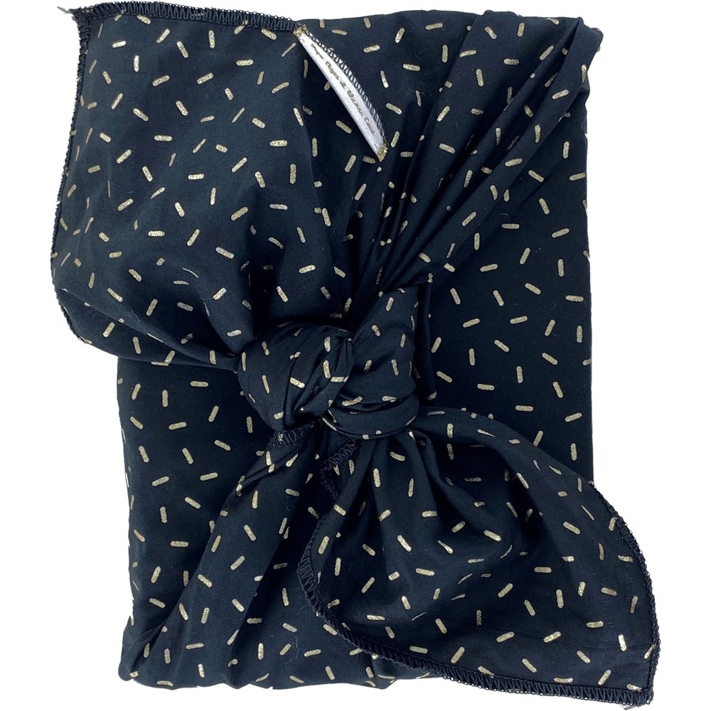 Furoshiki Moyen 48 X 48 Cm Paille Dorée Noir