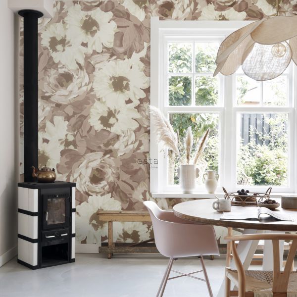 Estahome Vintage Bloemen Fotobehang  - 1,5 x 2,79 m - Oudroze