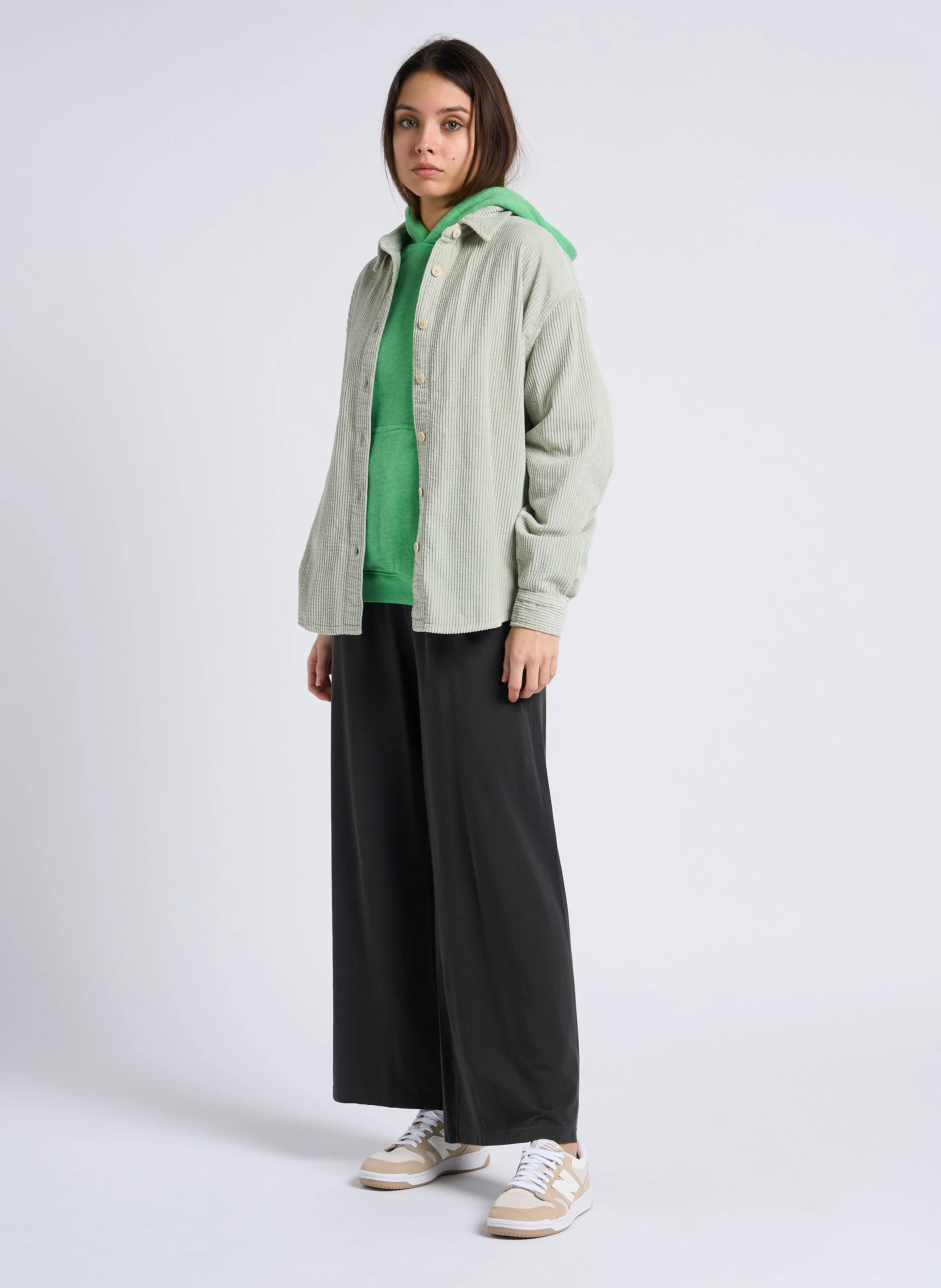 PYMAZ - Jogging large taille haute en coton mélangé | Gris