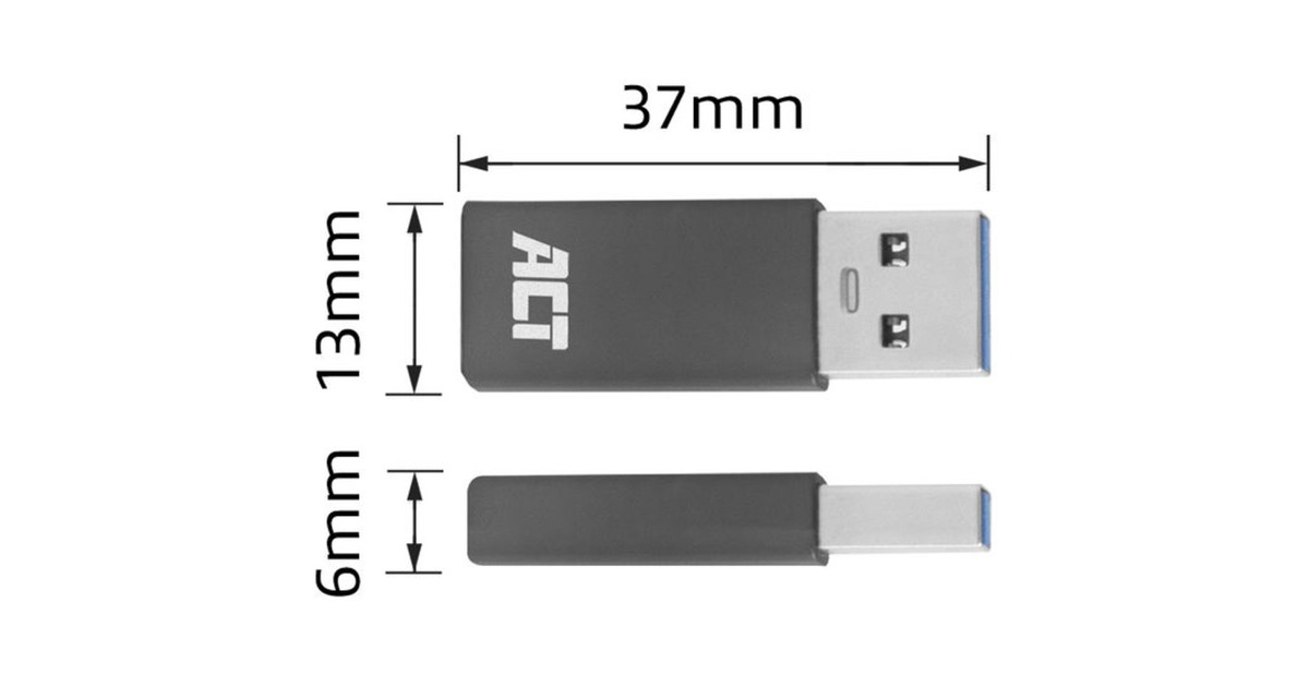 ACT ConnectivityUSB-A naar USB-C adapter  (Donkergrijs)