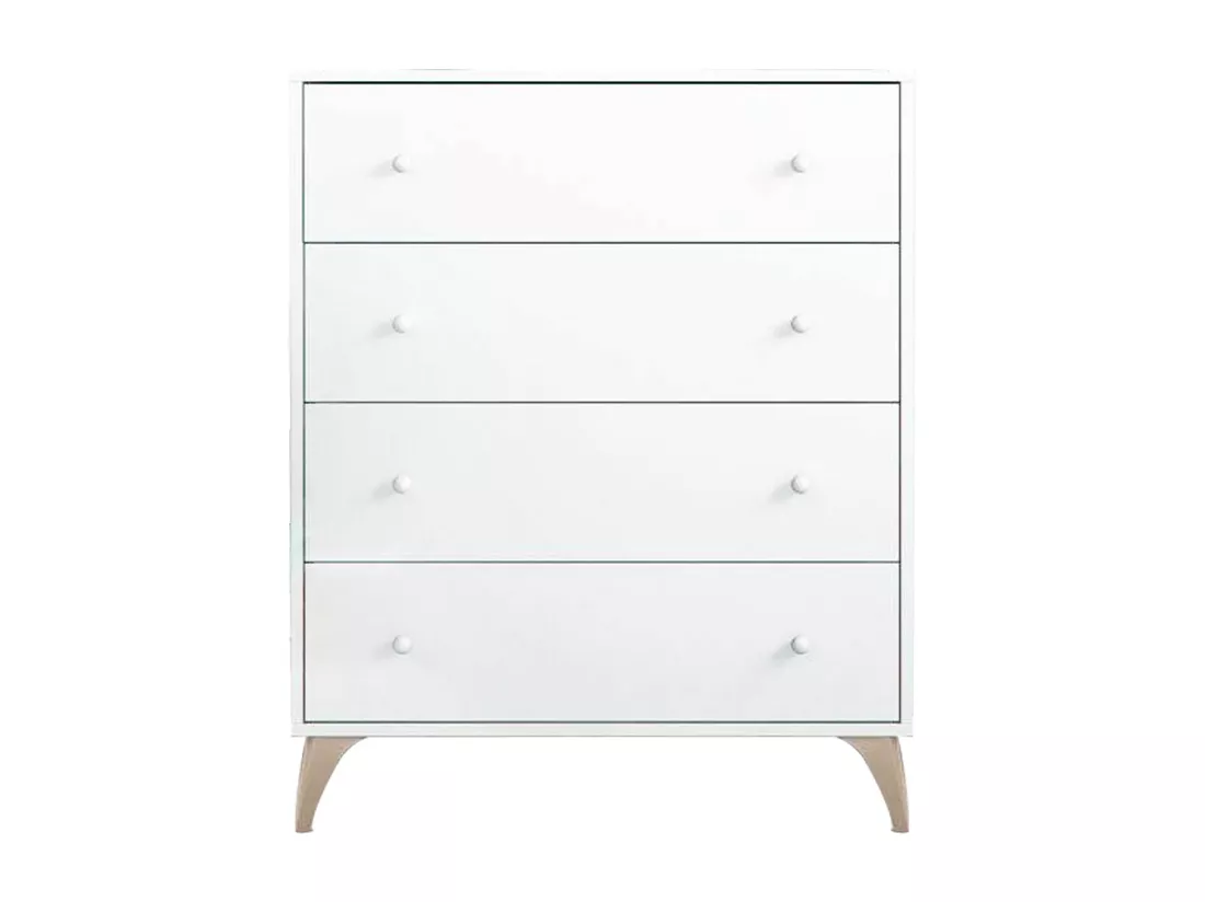 Commode avec 4 tiroirs couleur blanc artic - Longueur 77,5 x Hauteur 95 x Profondeur 40 cm