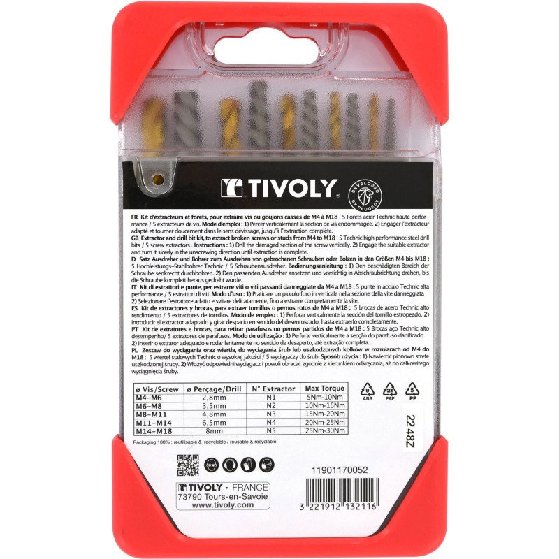 Extracteurs de goujons Tivoly technic - Coffret de 10 pièces