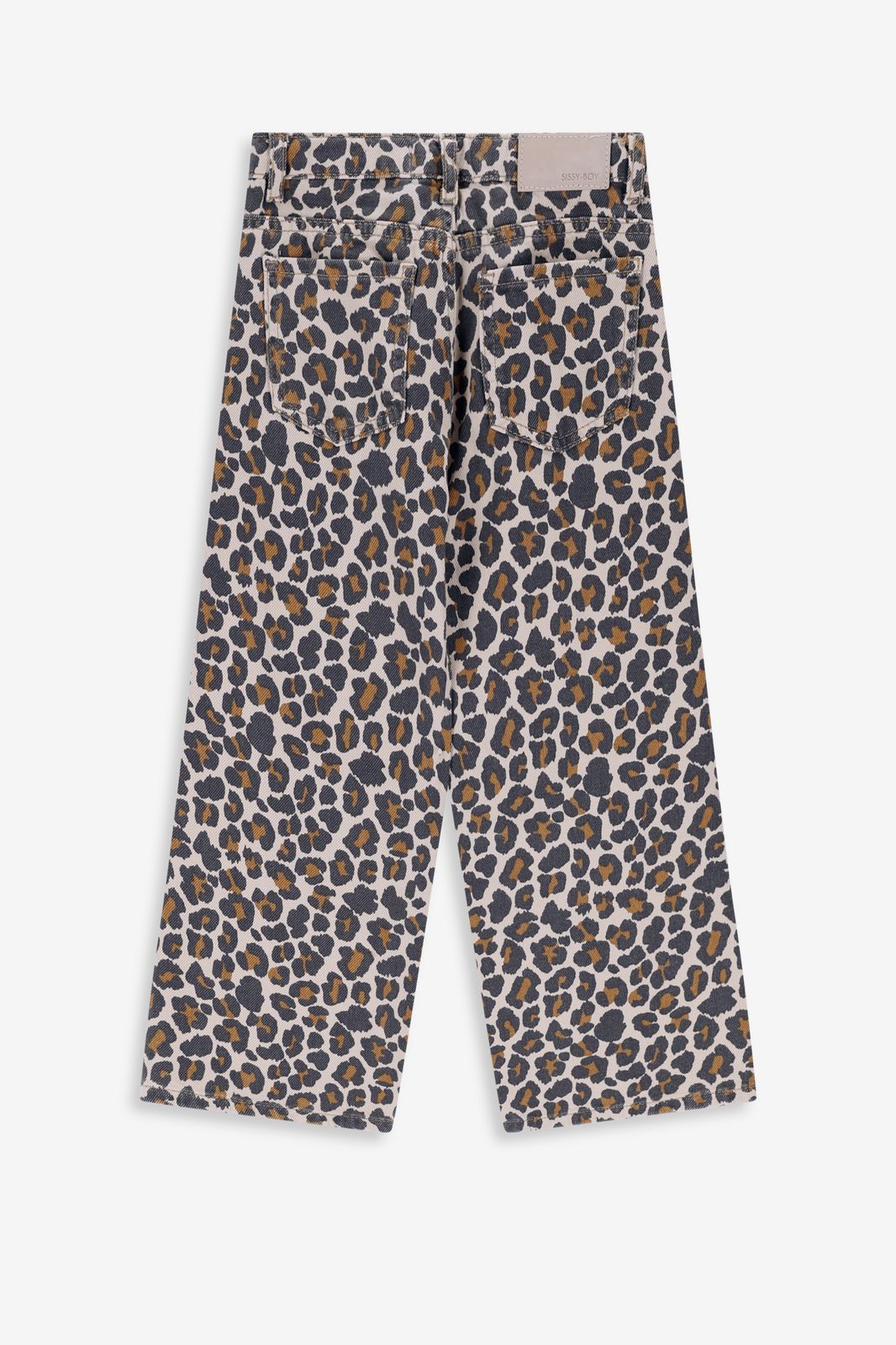 Bruine straight leg jeans met leopard print