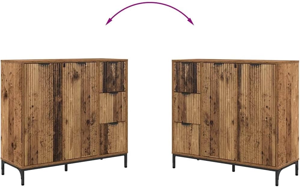 vidaXL Sideboard Altholz 89,5 x 33 x 82 cm Holzwerkstoff, Moderner Sideboard, viel Stauraum, rechteckiges Buffet, freistehender Organizer, verstellbare Fächer