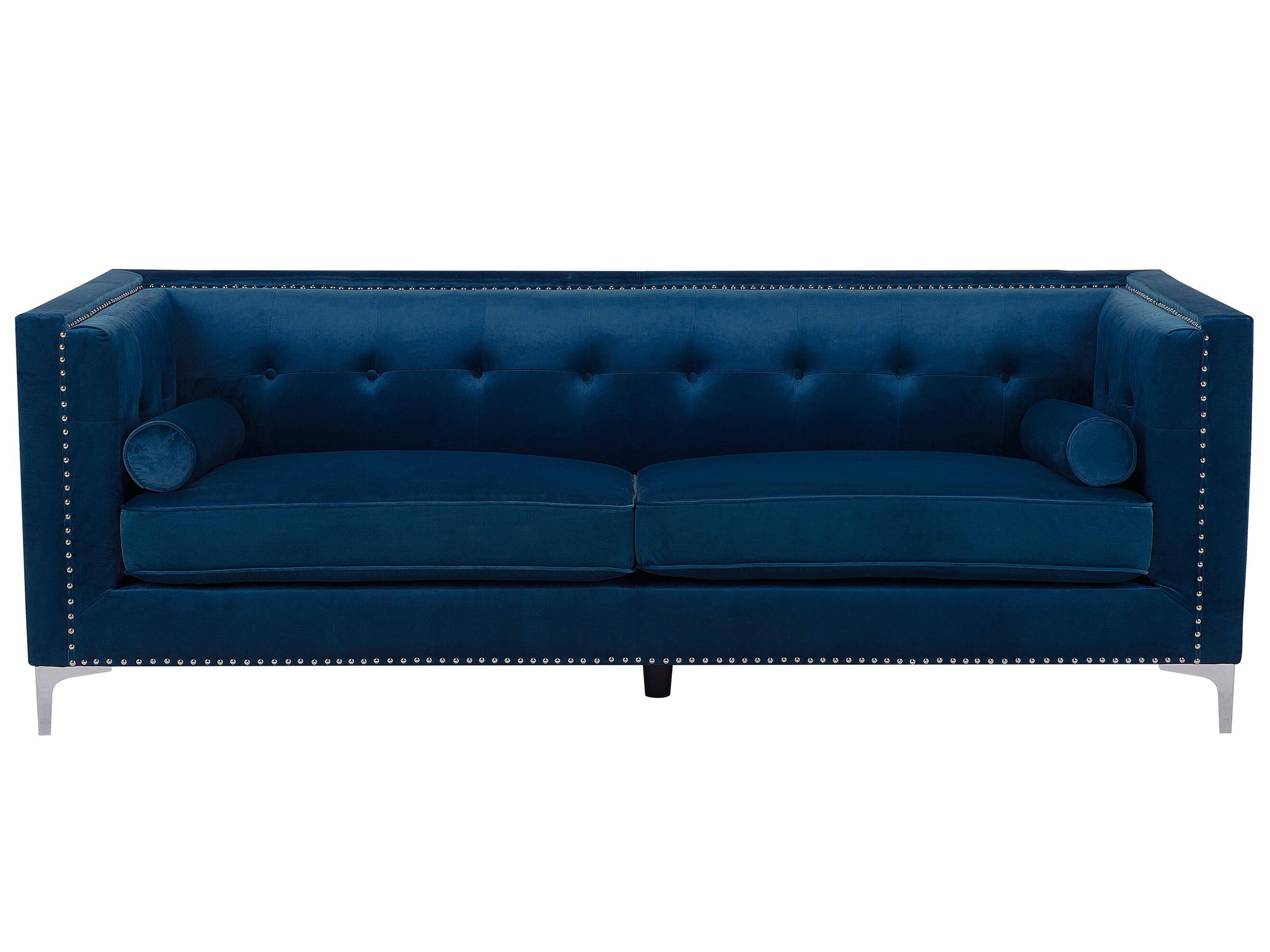 Bank 3-zits AVALDSENES Fluweel Marineblauw