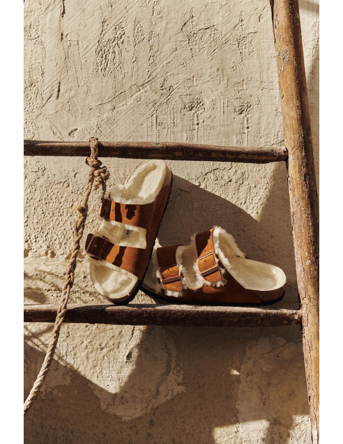 birkenstock mules fourées femme arizona vl shearling daim marron