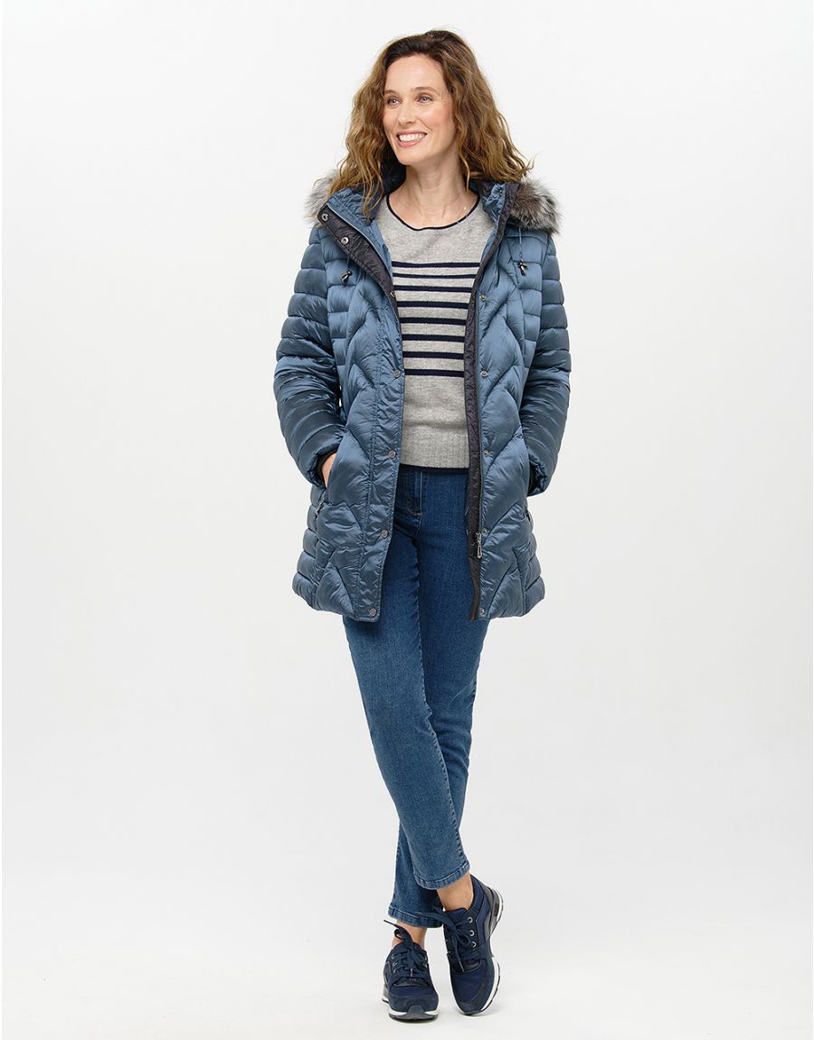 Doudoune longue bleu