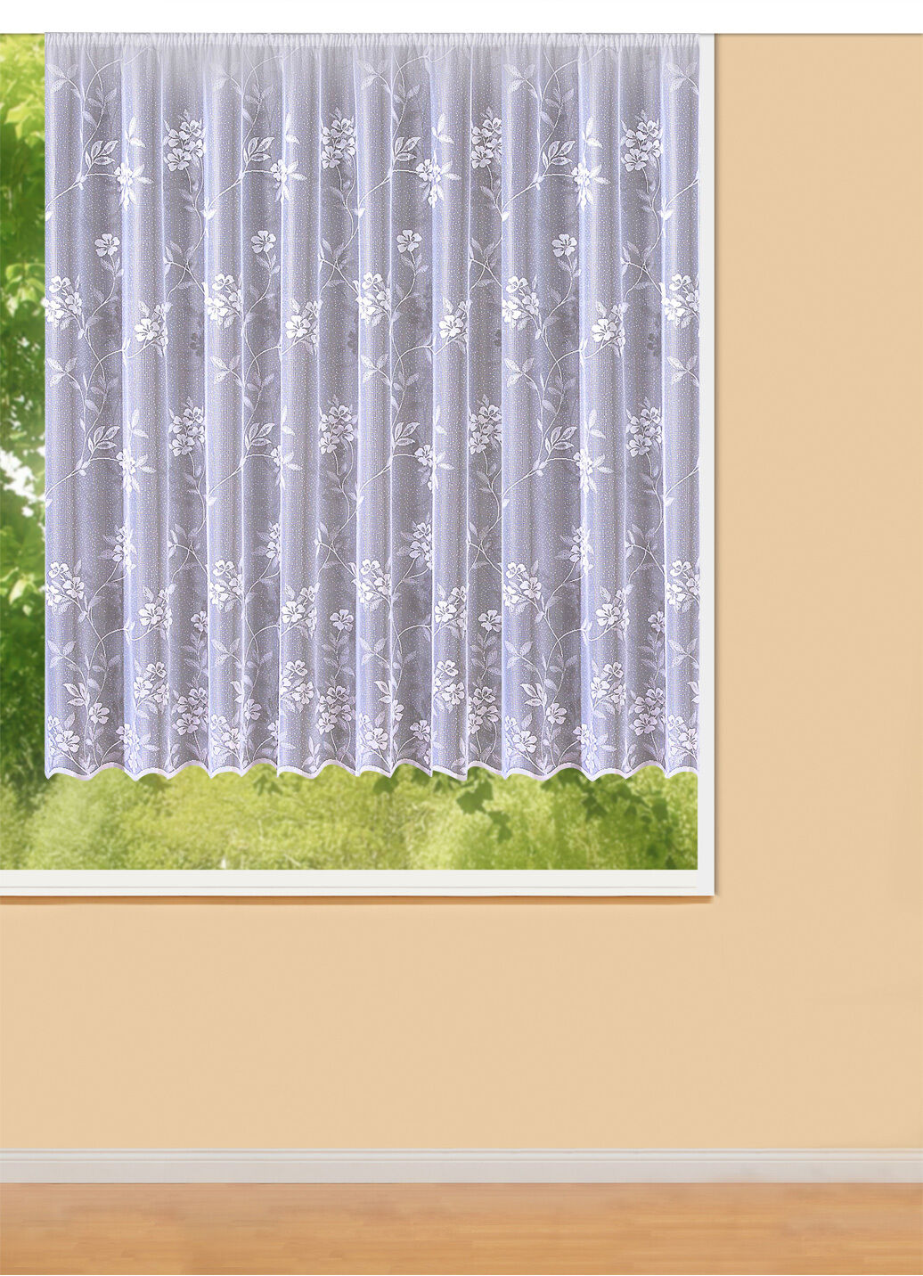 Blumenfenster-Vorhang mit Universalschienenband