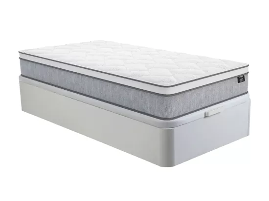 Ensemble 90 x 190 cm sommier coffre blanc + matelas ressorts ensachés ép.22cm - SERENITE de YSMÉE
