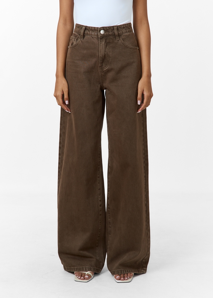 Wide leg classic jeans choco bruin