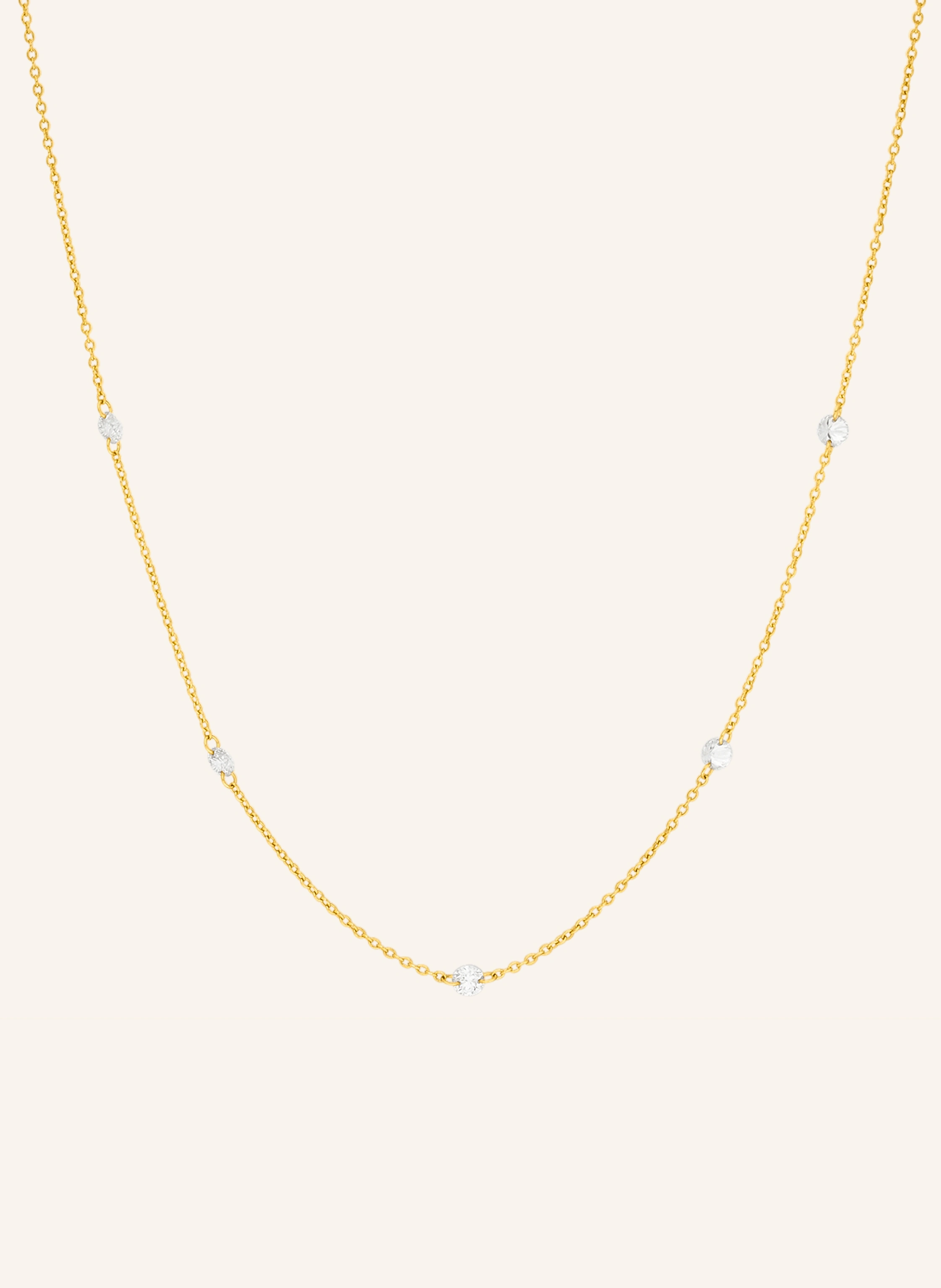 Leaf Halskette PURE QUINTRUPLE aus 18 Karat Gelbgold mit Diamanten