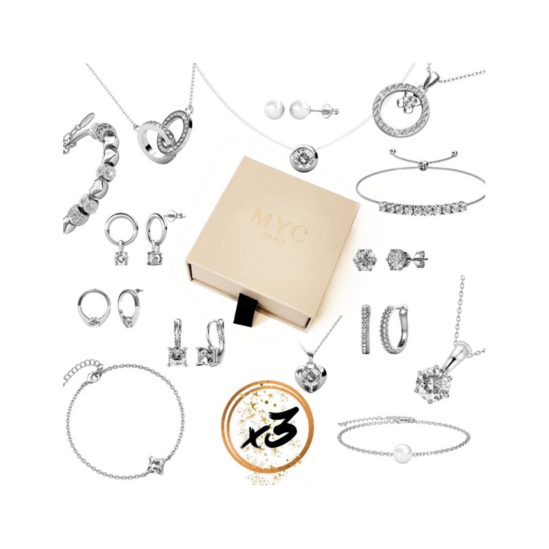 3 bijoux surprises en boite cadeau - Argent et Cristal