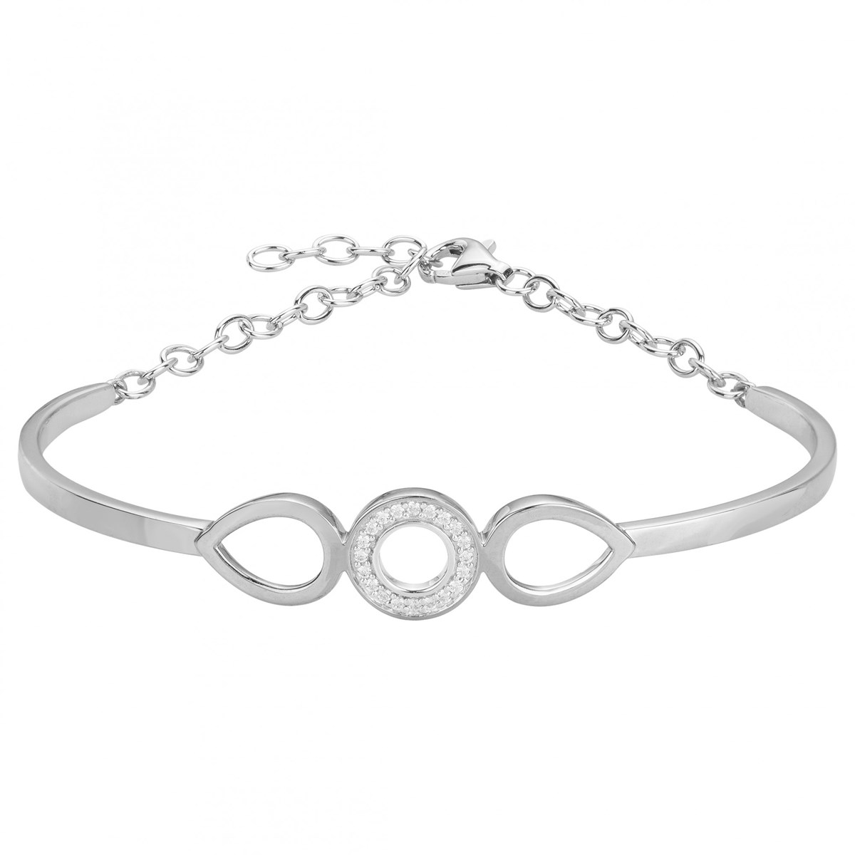 Bracelet semi-rigide en Argent avec oxyde de zirconium blanc