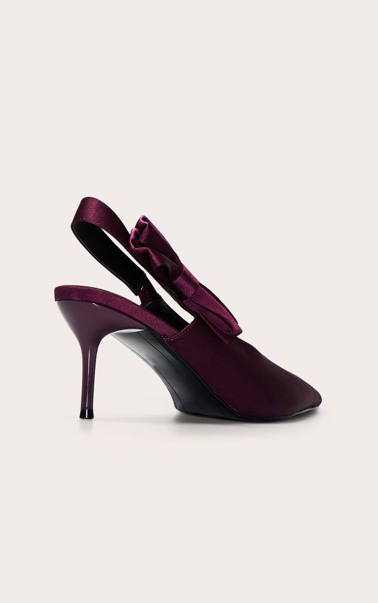 Prune Escarpin À Bride Arrière En Velours Avec Nœud