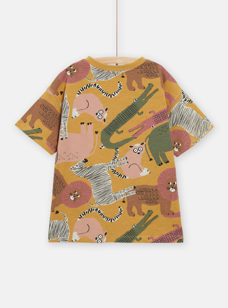 T-shirt jaune à animation savane pour garçon