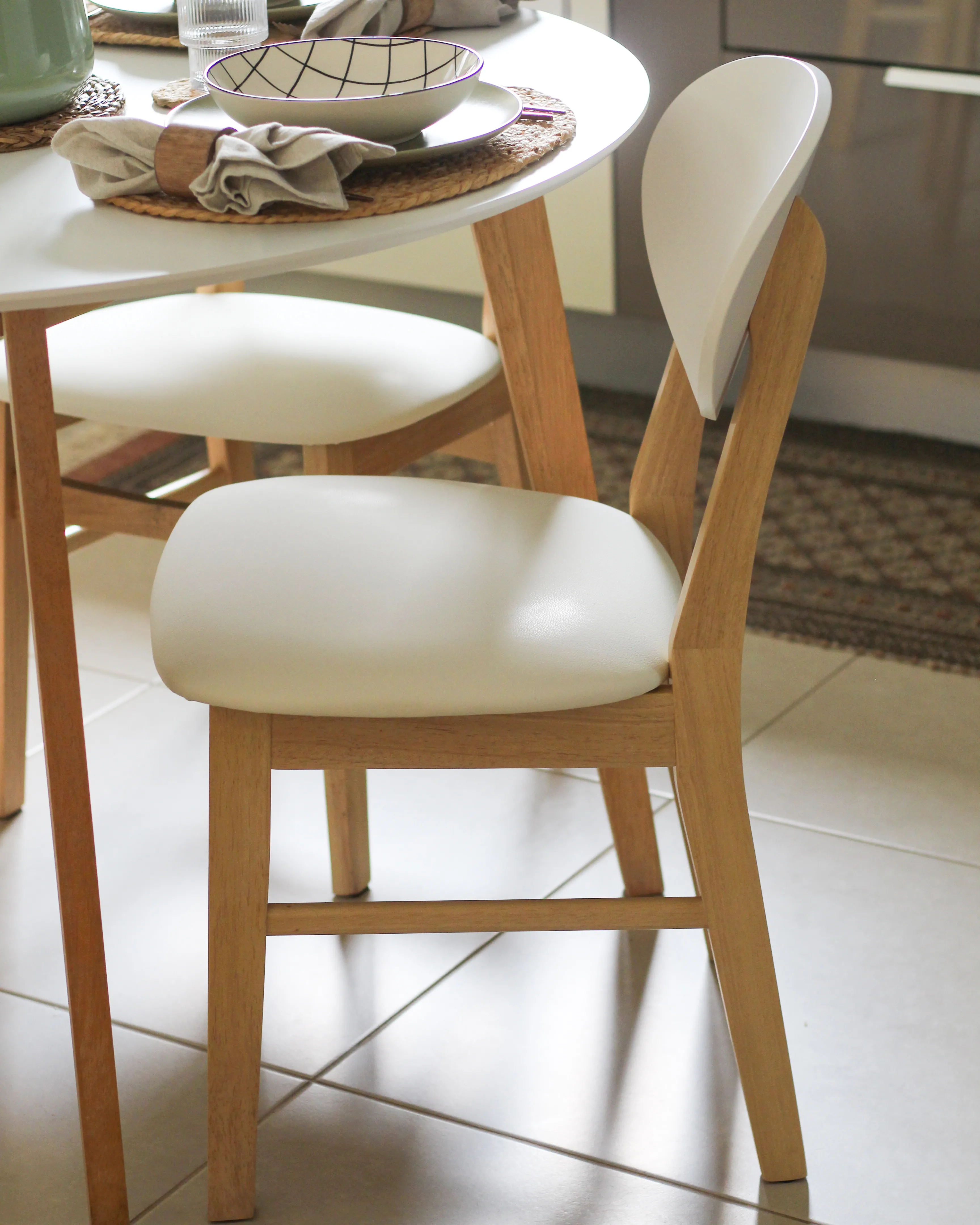 Set van 2 eetkamerstoelen AMERY Hout Gebroken wit/lichtbruin