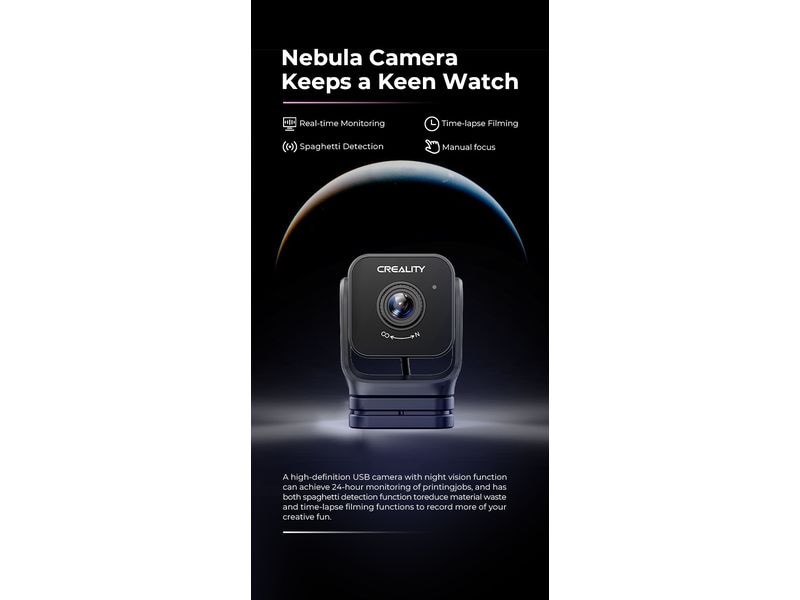 Creality Nebula Kamera, UBS, Nachtsicht, Zeitraffer Hochauflösende USB-Kamera mit Nachtsichtfunktion