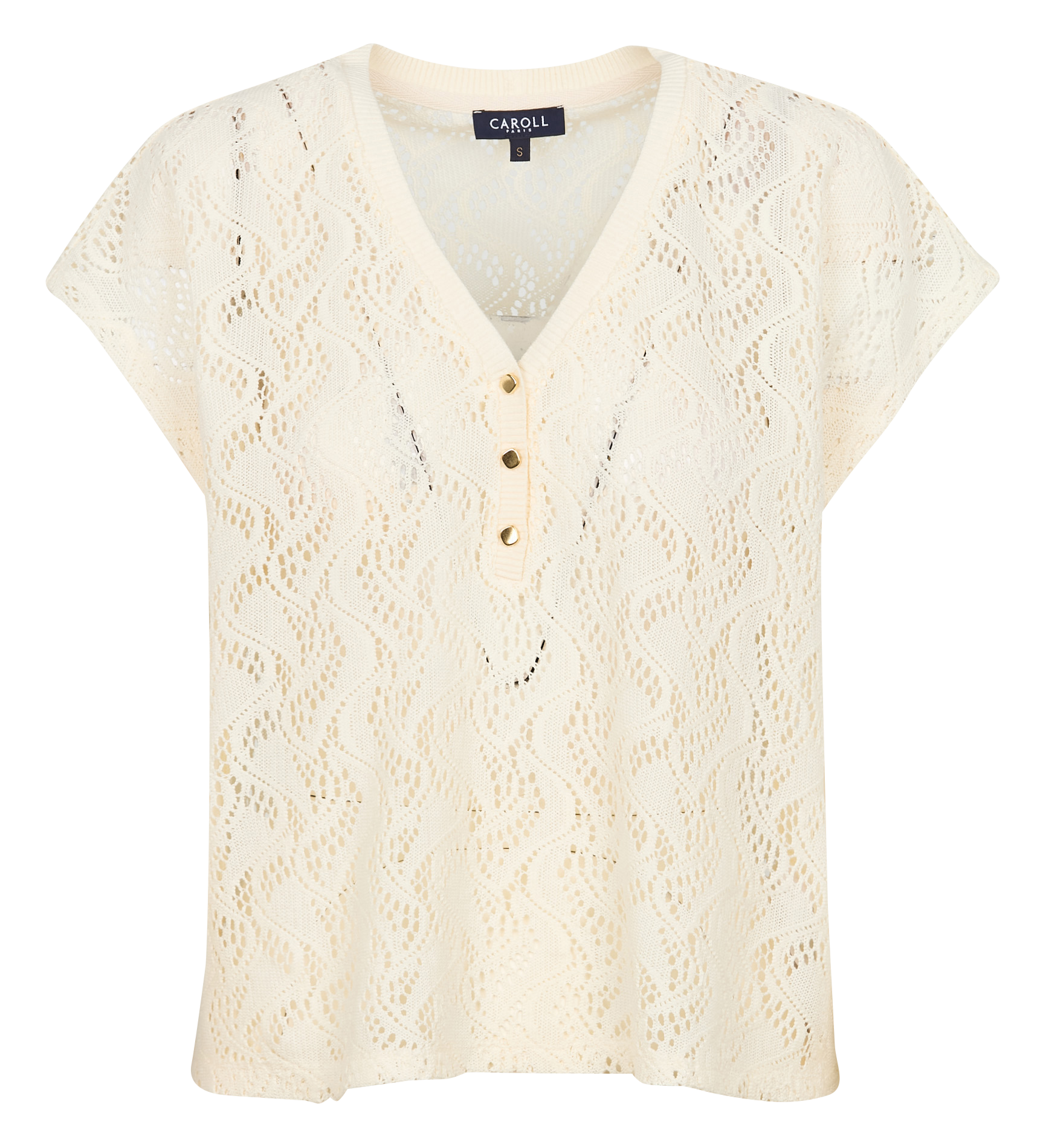 TNOE - Top ample col V en coton mélangé | Beige