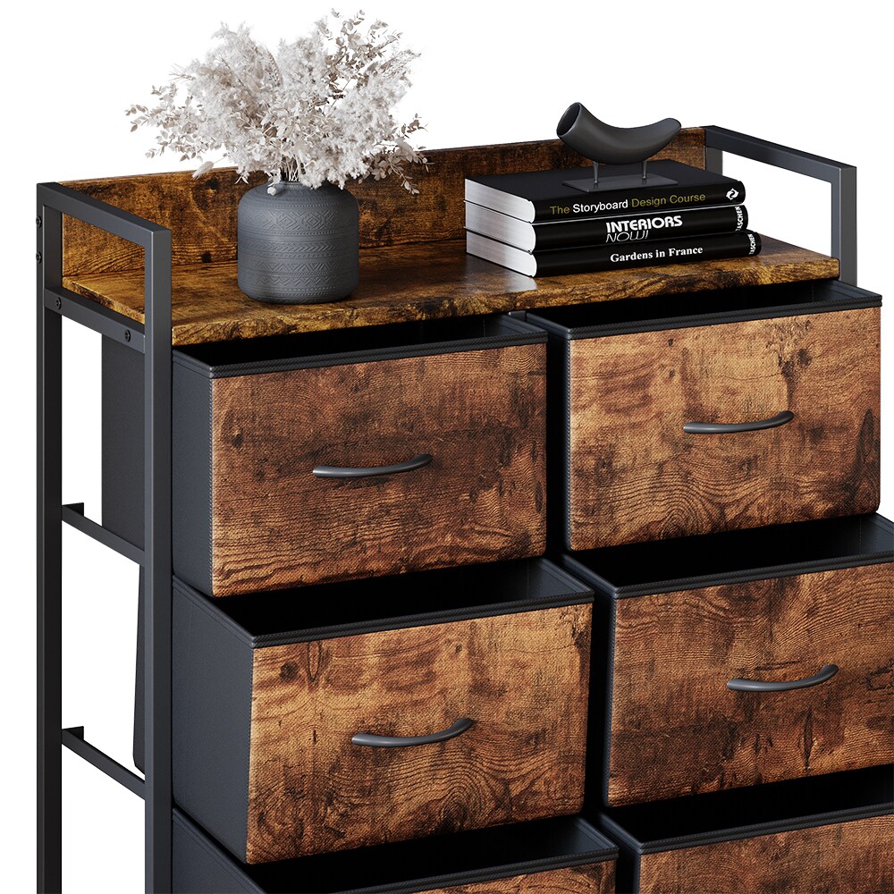 Vicco Kommode Brian Eiche Schwarz 76 x 83 cm 6 Schubladen