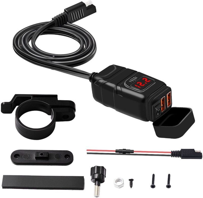 Motorfiets Lader - Dual USB Adapter - Quick Charge 3.0 - Accessoire Motorfiets
