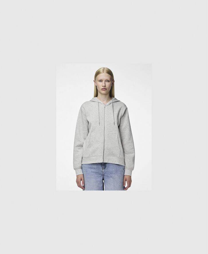Pieces PCCHILLI LS ZIP HOODIE NOOS BC Grå