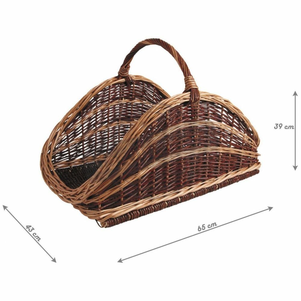 Panier à bûches en osier brut et buff