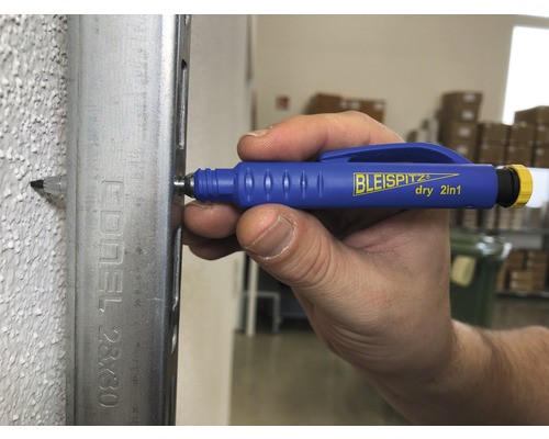 Mechanisch potlood & marker voor diepe gaten 2 in 1, stiftpunt incl. 6 universele grafietstiften, 2 stuks, Ø 8 mm