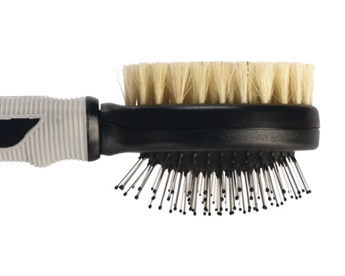 Bontborstel beeztees combinatieborstel ca. 20 x 6 x 6 cm grijs, zwart met zachte grip