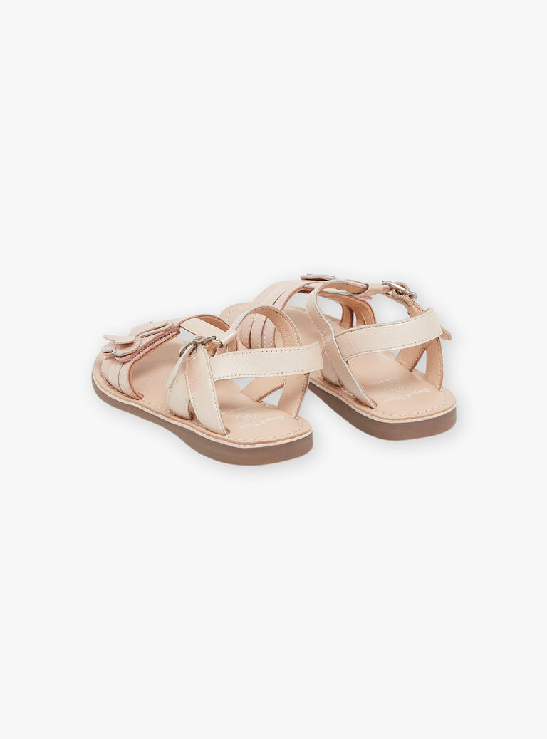Sandales ouvertes roses en cuir