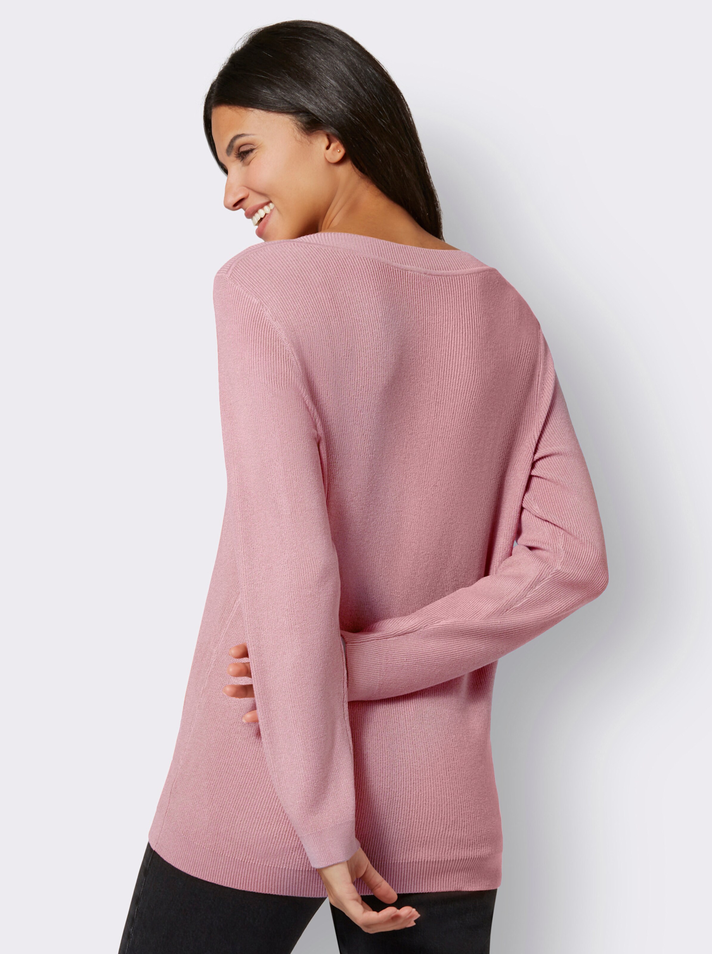 Langarm-Pullover im weichen Materialmix