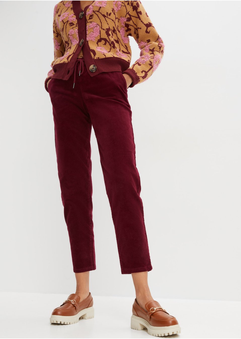 Pantalon velours côtelé avec cordon