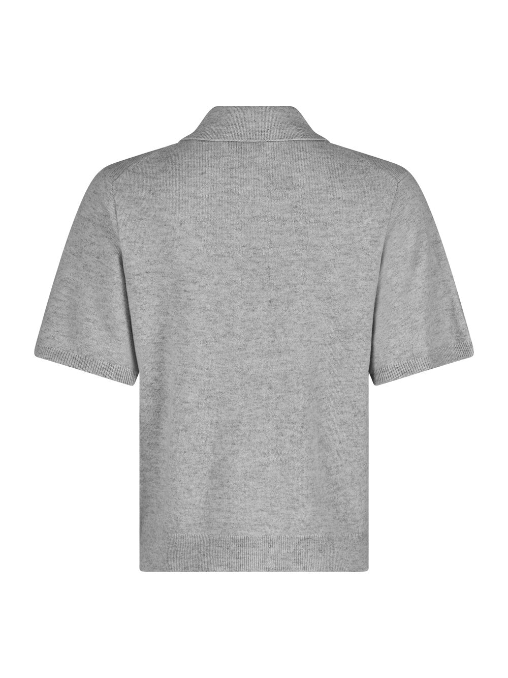 Neo Noir  Gracie strikket Polo uldstriktrøje - Light Grey Melange