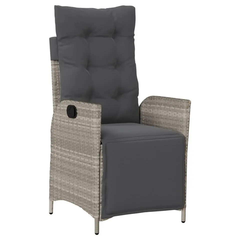 vidaXL - Verstelbare tuinstoelen - Voetensteun - Grijs - Poly rattan - 2 stuks