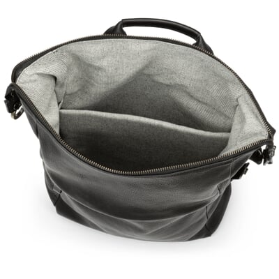 Laptop-Lederrucksack, schwarz