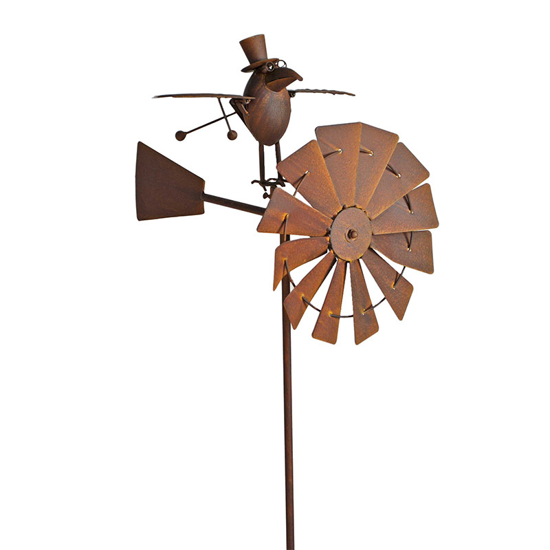 Girouette éolienne moulin jardin birdy 42x58x150cm