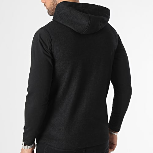 Veste Zippée Capuche Sans Manches Rouge Noir