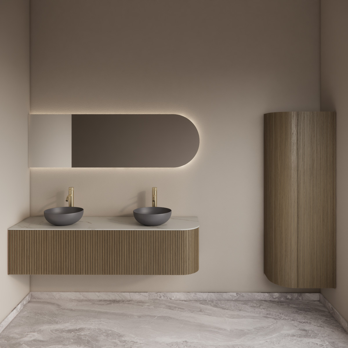 Gliss Design Zelus spiegel ovaal links 120x60cm met handsensor