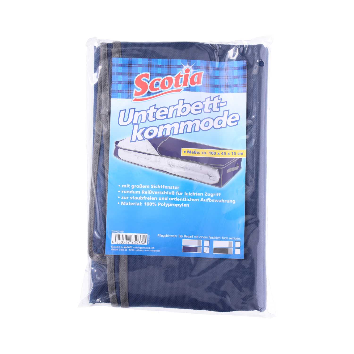 Scotia Unterbettkommode mit Sichtfenster 100 x 45 x 15 cm 3fach