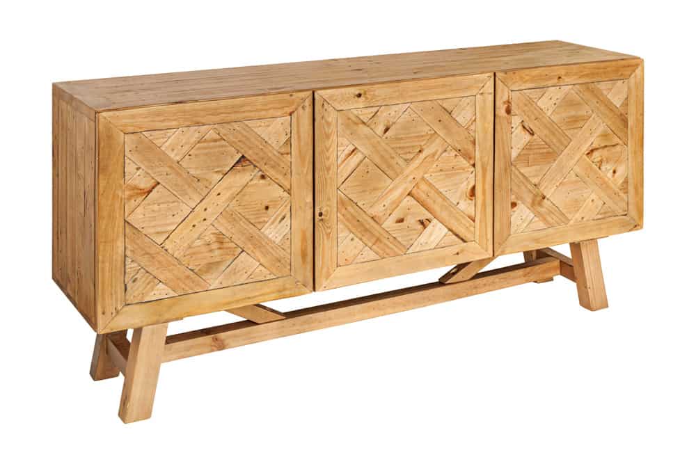 Massives Sideboard RIVIERA 155cm natur recyceltes Pinienholz Bohlenoptik