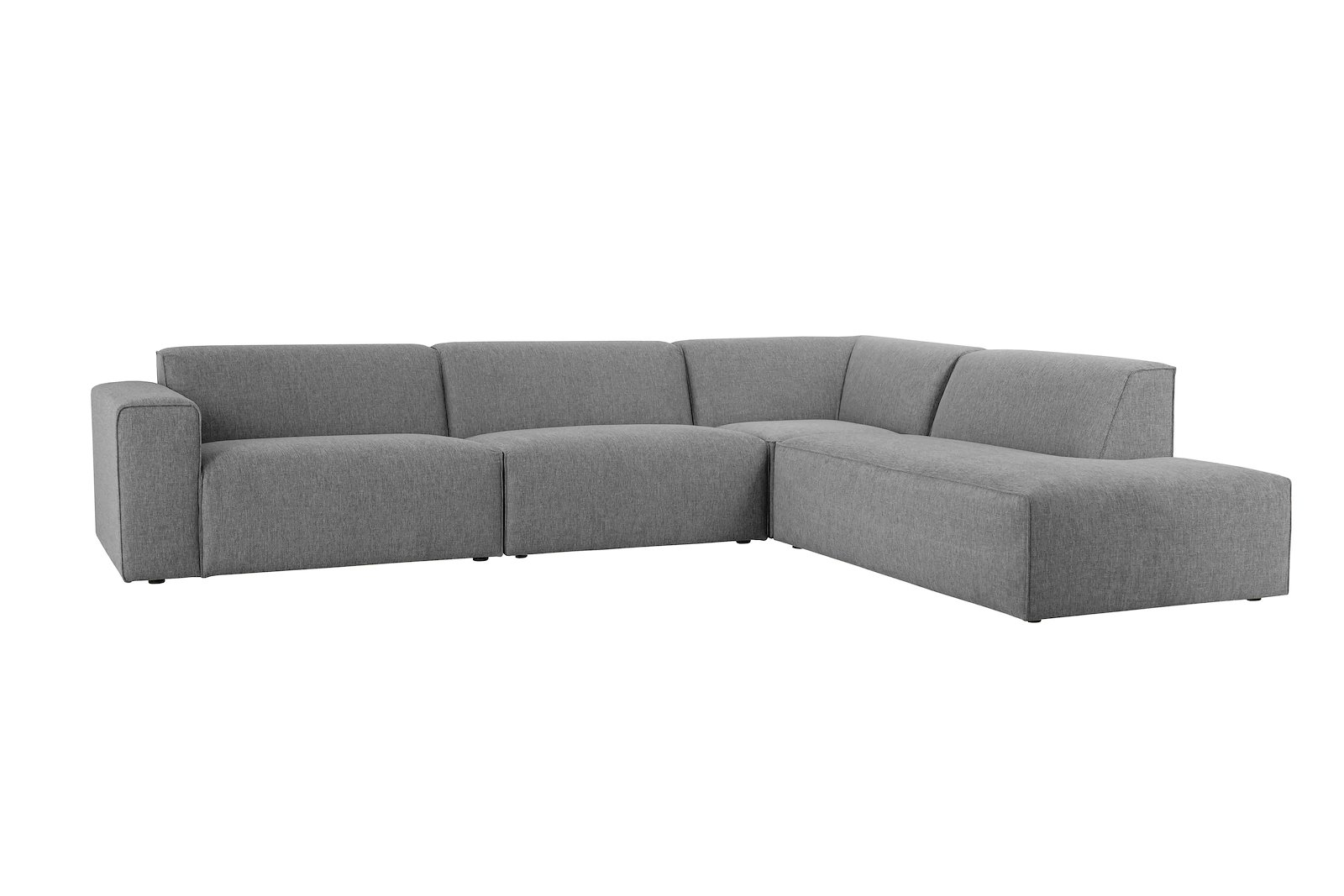 Styl 3-seter med åpen ende høyre Duo puter. Tekstil Neve 3 Grey med sorte ben.